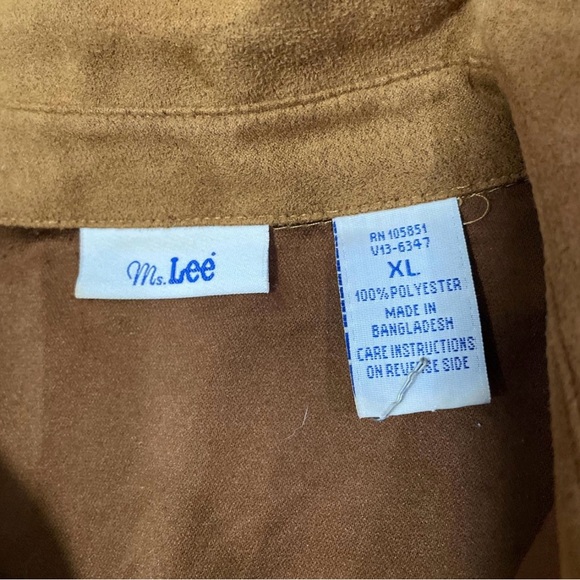 Vintage Ms. Lee Tan Faux Suede Button Down Shirt Size xl - Picture 4 of 5